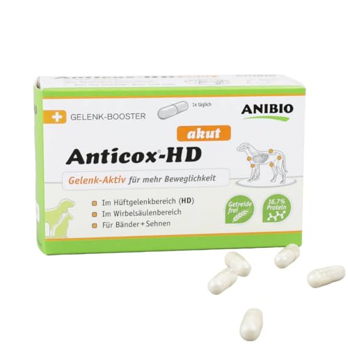 Anticox-HD Akut Gelenk- & Beweglichkeit Kapseln für Hunde & Katzen – Ergänzungsfuttermittel bei Gelenkproblemen, HD, Arthrose, Bänder & Sehnen – 50 Kapseln