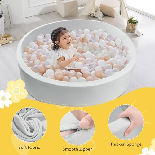 Miereirl Baby Ball Pit for Toddlers with No Balls, 47.2\"x 11.8\" Ball Pits for Girls and Boys,Round Foam Ball Pit Indoor Game Kids Play Ball Pool Ideal Gift (Gray) - Thumbnail 5
