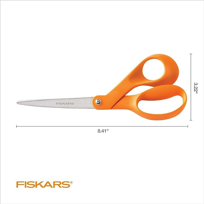 Fiskars 8" Original Orange-Handled Stainless Steel Scissors, Ergonomic and Keeps Material Flat, Sharp All-Purpose Paper and Fabric Scissors for Office, Arts, and Crafts image 4