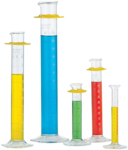 Image of Kimble 20024-1000 Glass Class B Single Metric Scale Graduated Cylinder, 1L Capacity, 50 - 1000mL Graduation Interval
