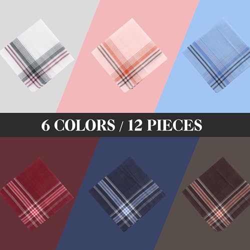 Pañuelos Hombres Bolsillos,12 Piezas Pañuelo de Bolsillo Cuadrado Suaves de Algodón de Tela Regalo para Hombres para Negocios y Ocio - imagen 4