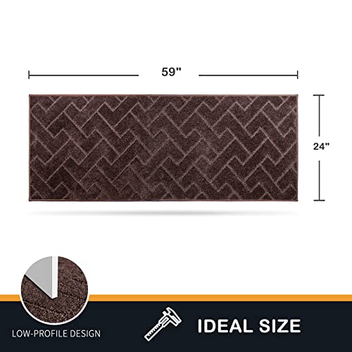 PURRUGS Dirt Trapping Door Mat 24" x 59", Non-Slip Machine Washable Entry Rug, Shoe Scraper, Dog Doormat, Super Absorbent Welcome Mat for Front & Back Door, Muddy Wet Shoes & Paws, Brown