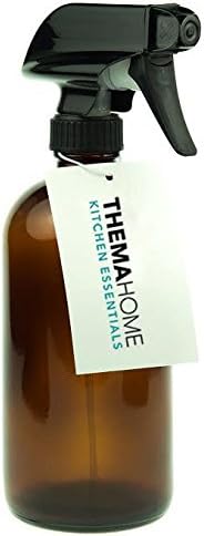 Amber Glass Spray Bottle By Thema Home โ 16 oz Refillable Sprayer Ideal For Kitchen or Bathroom Use and Dispensing Essential Oils