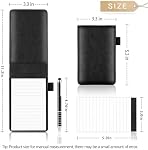 7 Pcs Small Pocket Notepad Holder Set with Metal Pen and Pocket Notebook Refills (Black)