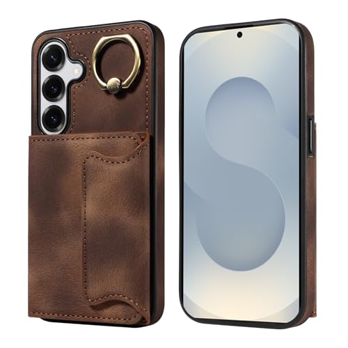Coque portefeuille Galaxy S25 marron pour ne plus perdre vos cartes ni rayer votre écran