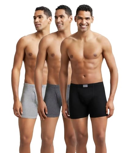 Image of Jockey 8008 Men's Super Combed Cotton Rib Solid Boxer Brief with Ultrasoft Concealed Waistband (Pack of 3)
