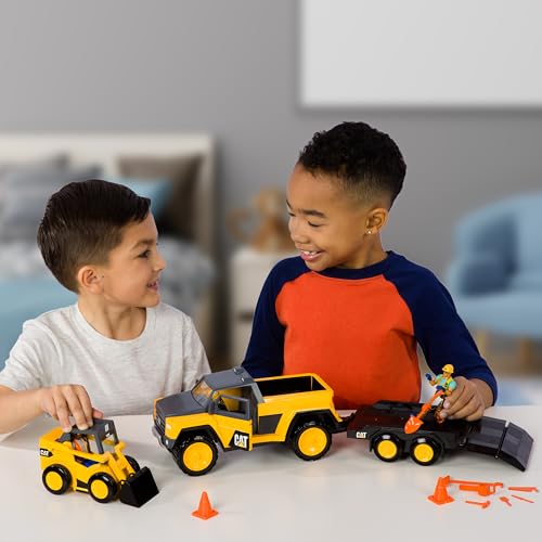 Image of Cat Workforce Skid Steer & Pickup Crew Set, 15-Piece Kids Construction Toy Playset with Pickup Truck, Skid Steer, 2 4-Inch Figures, Cones & Tools, Ages 3+