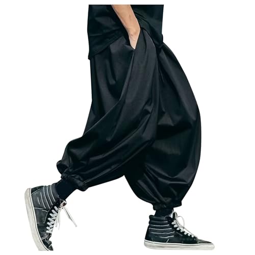 Pantalones harén para hombre pantalones de chándal para exteriores Harajuku japonés, pantalones de kimono para hombres, pantalones de yoga, pantalones hip hop, cómodos con bolsillos, pantalones harén