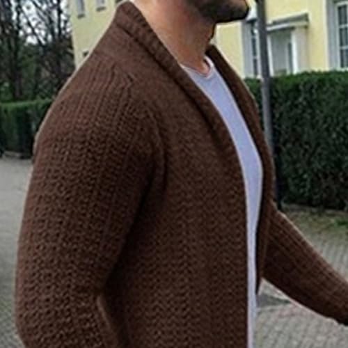 JEShifangjiusu Mens Long Thickening Cardigan Sweater Threaded Elastic Hem Knit Outerwear Flip Collar Slim Fit Knitwear4