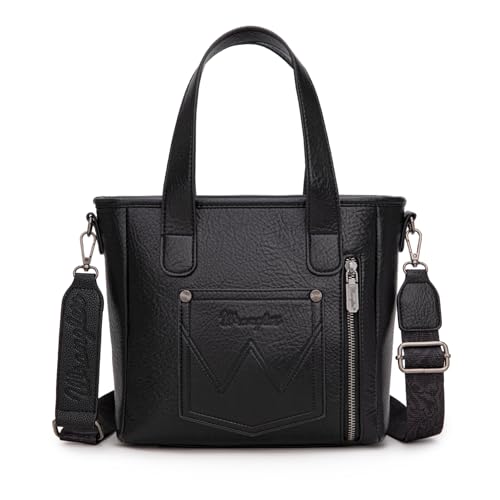 Image of Montana West Wrangler Cowhide Tote Bag for Women Western Tooling Handbag Leather Fringing with Turquoise Stone Concho