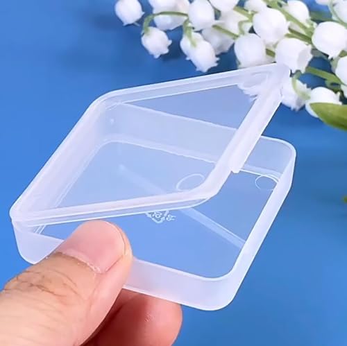Image of Square Clear Craft Supply Case (2.13 x 2.13 x 0.47 Inches), 12 Pack Plastic Storage Containers with Lids, Square Bead Organizers for Beads, Earplugs, Pins, Small Items etc