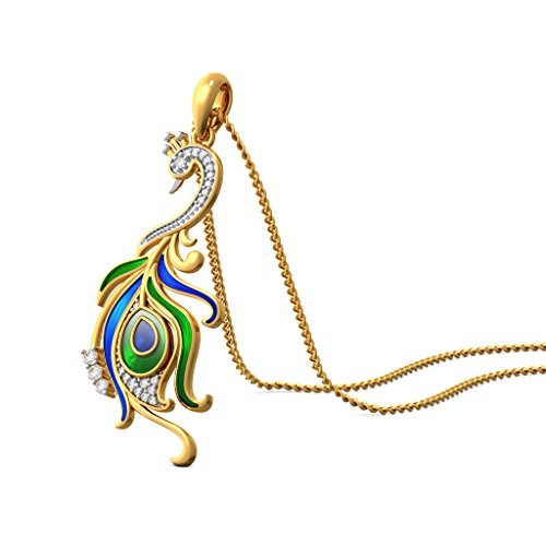 Image of RM Jewellers 92.5 Sterling Silver American Diamond Best Peacock Pendant for Women & Girls
