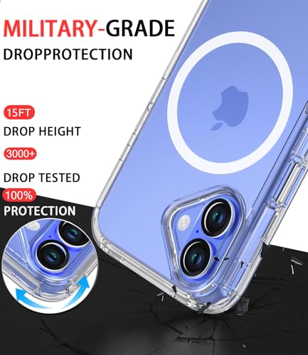 Image of Diverbox for iPhone 16 Plus Case [Compatible with MagSafe][Shockproof] [Dropproof][Tempered Glass Screen Protector + Camera Protectors] Heavy Duty Protection Cover for iPhone 16 Plus (Magnetic Clear)