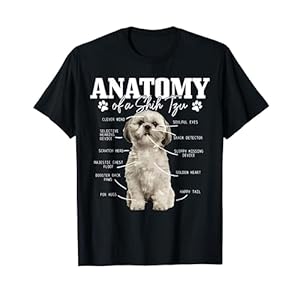Anatomy Of A Shih Tzu Dog Funny Cute Pitbull Mom Pitbull Dad T-Shirt