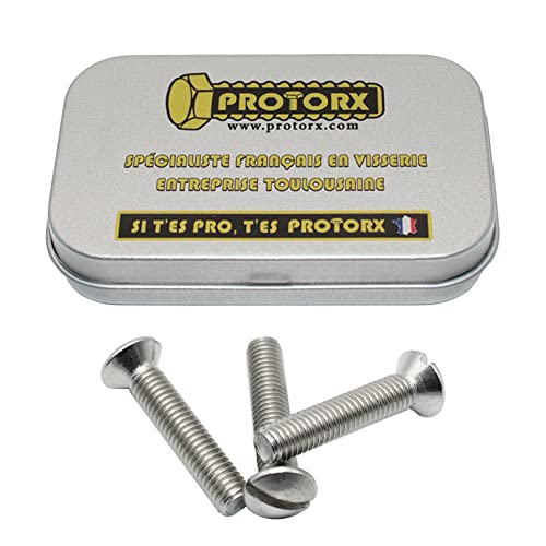 Vis Tete Fraisee Bombee Fendue M5 x 25mm : Boite 10 Pcs Visserie Inox pour Ecrou Rondelle | Vis à Tête Fraisée Bombée Fendue Acier A2 | Metal Anti-Rouille - DIN 964 | Boite Rangement Vis PROTORX