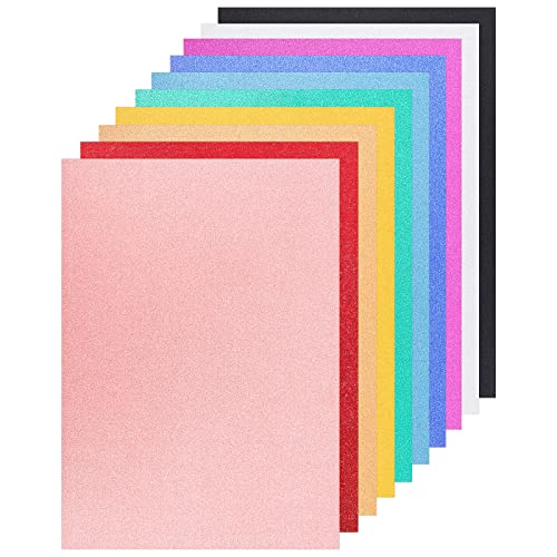 UCEC Glitter Cardstock Paper?Card Stock with 50 Sheets 10 Colors?A4 Colored Cardstock for Crafts?8.5 x 11 In Cardstock?250GSM Scrapbook Paper for DIY & Art Projects