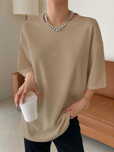 Image of Zilcon Women's Waffle Wool Knit Tops Dressy Business Casual T-Shirt Half Long Sleeve Fall Winter Summer Work Tops