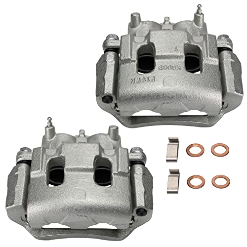 Image of TRQ Front Left and Right Brake Caliper Set Caliper Brackets Compatible with 07-09 Ford Edge All Wheel Drive 10-12 Edge 08 Lincoln MKX All Wheel Drive with 330mm Diameter Front Rotors 09-13 MKX