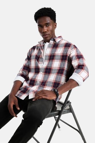 Image of SNITCH Men Casual Shirt | Regular Fit Full Sleeve Button-Down Collar Buffalo Check Pattern | Premium Cotton Blend & Breathable Fabric Outings