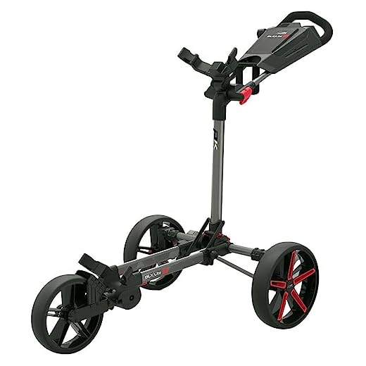 PowaKaddy Unisex DLX-Lite FF Golf Trolley - Gunmetal/Red - One Size