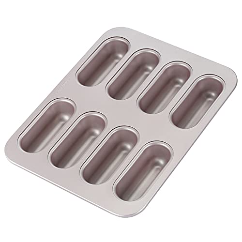 CHEFMADE Twinkie Kuchen Pan, 8-hohlraum Nicht-Stick Mini Hotdog-Geformt Muffin Backformen für Ofen und Instant Topf Backen (Champagne Gold)