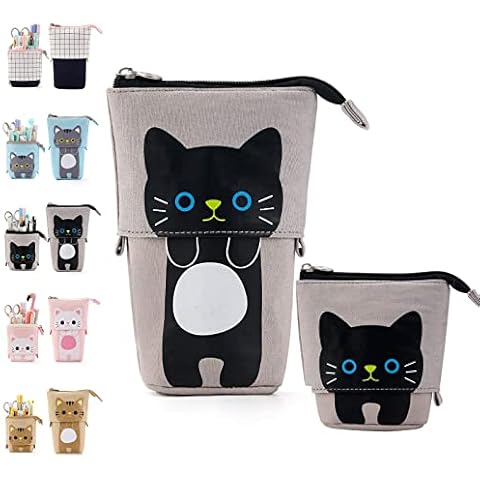 Federmäppchen Mädchen Cartoon, Süßer Katze 2-in-1 Pencil Case/Stifteköcher für Teenager Schülerin, Pop Up Pen Pencil Case Teleskophalter Mäppchen, Ständer Bleistifthalter, Federmäppchen Mädchen Cover