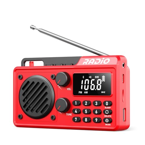 Portable Radio AM FM Shortwave, Rechargeable Radio Bluetooth Speaker-Red by kamapulo - Used condition - US$20.89