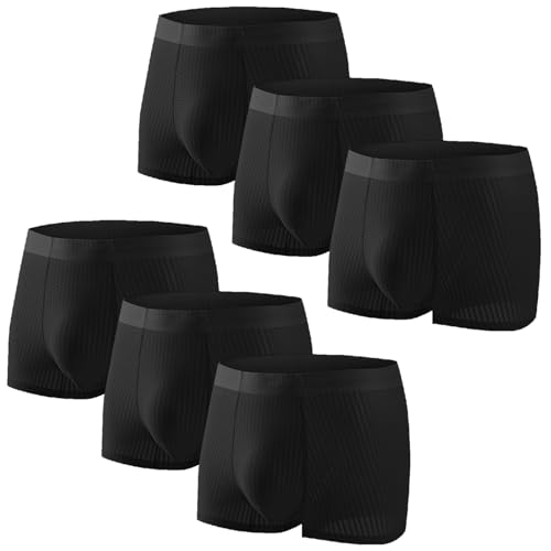 Mens Trunks Underwear Soft Breathable Moisture-Wicking Trunks Mesh Soft Support Pouch Underwear for Men 6 Pack