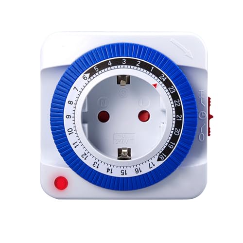 Jadeshay Presa Temporizzata,Programmatore Timer 24 Ore 96 Segmenti di Commutazione Regolabile Timer Meccanico 16A con Spina Schuko per Luci Lampade e Elettrodomestici