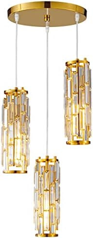 LMQNINE Pendant Lighting Trendy Pendant Gentle , Mini Crystal Chandeliers,Adjustable Pendant Gentle Fixture for Kitchen Island Dinning Room Bed room (Gold, 3-Gentle)