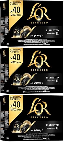 L'Or Espresso Café Cápsulas Ristretto - 40 Cápsulas Compatibles Nespresso (Paquete de 3)
