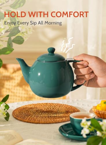 Image of Sweese Porcelain Teapot 27 oz with Infuser for Loose Leaf Tea, Sage Green