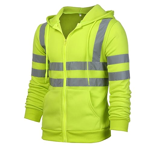 Reflective Shirts For Men High Visibility Safety Hoodie Casual Fit Hi Vis Hoodies Long Sleeve Zip Up Comfort Jacket4