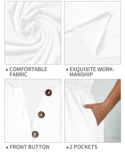 Image of Holipick Women's Plus Size Summer Dresses for Women Casual Dress with Pockets A-Line Swing Button Down Sleeveless V Neck