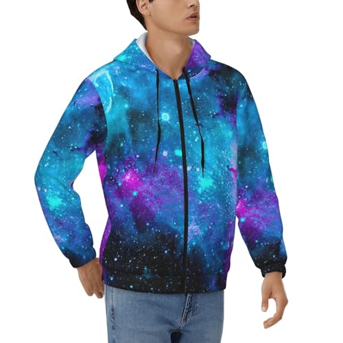 Sweat à fermeture éclair pour homme à motif ciel étoilé parfait pour les soirées fraîches