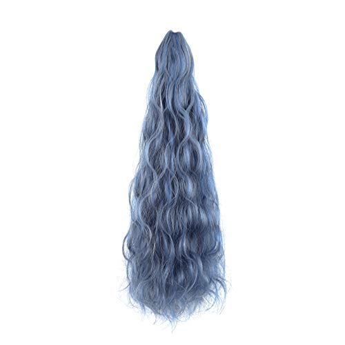 VicVicMFL Ponytail Extension Claw 18" Curly Wavy Clip in Hairpiece One Piece Jaw Colorful Long Pony Tails for Women Blue