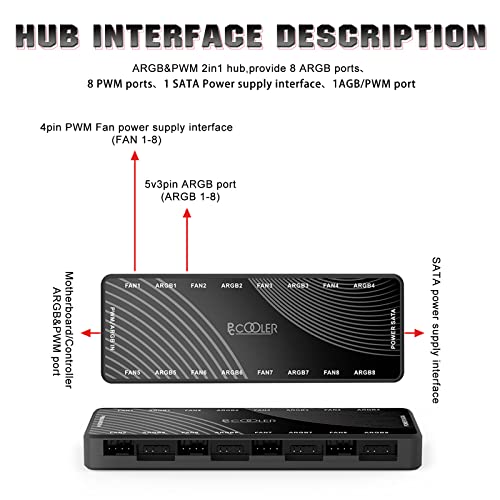 Hub Ventole Pc 2 In 1 ARGB PWM Fan Hub Controller, 9 Connettori Per Fan Hub Ventole Pc 2 In 1 ARGB PWM Fan Hub Controller, 9 Connettori Per Fan