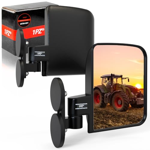 1PZ MTM-001 Universal Magnetic Tractor Mirrors, Side Mirrors for Tractors, Golf Carts, Forklifts, Lawn Movers, Small Dozers, Compatible with John Deere, Kubota B BX Mahindra Tractor Accessories