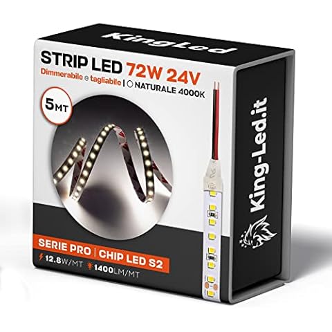 Kingled - Strip Led Pro Series 5 Meter 72 W 8000 Lumen Natürliches Licht 4000K 24 V IP20 600 smd Cover