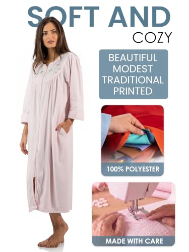 Image of Casual Nights - Jacquard Fleece zip up robes for women | women's house coats with pockets | Duster For Ladies