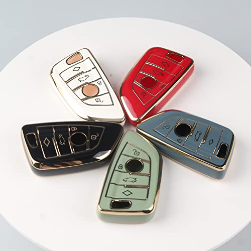 Qbuc For Bmw Key Fob Cover, Tpu Car Key Case Protector With Keychain Compatible With Bmw 2 5 6 7 Seriesx1 X2 X3 X5 X6, Blue #TOP5