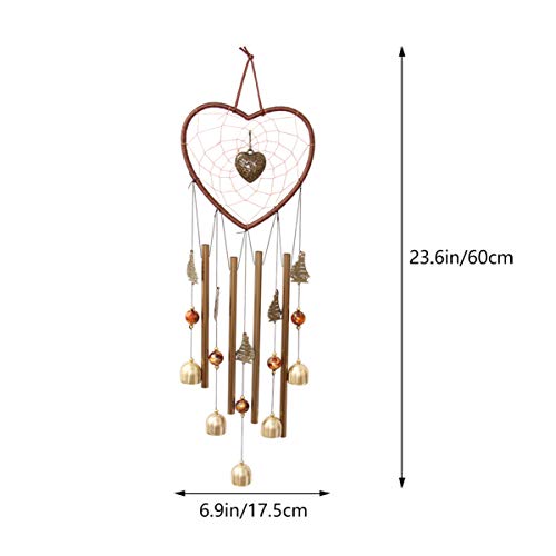 Yardwe Sinos de metal para pendurar música e sinos de vento em formato de coração para pátio, varand