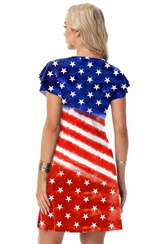 Image of AOBUTE Womens 4th of July Dress American Flag Party Dresses USA Parade Mini Dress