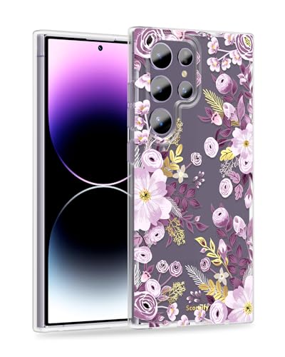 Coque Samsung S24 Ultra anti-jaunissement fleur violette fine et robuste