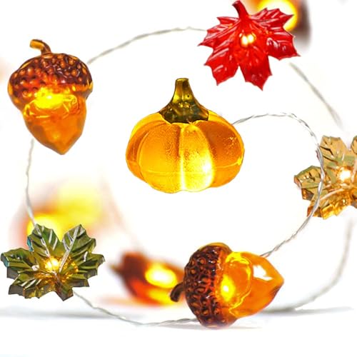 YUYWWAN Guirlande Automne Lumineuse, 3 Mètres 30 LED Lumière avec des Glands Citrouilles Feuilles D'érable D'automne, Décoration Lumineuses LED pour Automne Fêtes, Halloween, Thanksgiving