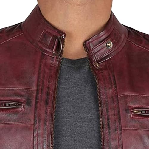 JEsilunmaMY Mens Distressed Punk Leather Jacket Vintage Stand Collar Motorcycle Bomber Jacket Casual Sport Moto Biker Coat4