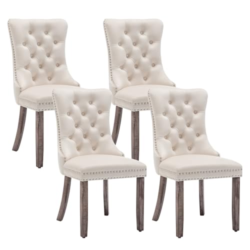 Eifizek Velvet Dining Chairs Set of 4, Upholstered Dining Room Chairs with Nailhead Ring Pull Trim,...