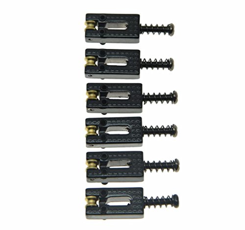 Kaish Pack Of 6 Modern Electric Guitar Tremolo Bridge Roller Saddles For Strat Or Tele Guitars Black #TOP2