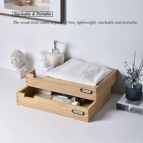 Kirigen Wood Desk Organizer Stackable Paper Tray Set Of 2 For Office Desktop Document Storage - Wooden Two Tier Tray - Stackable Letter Trays - Inbox Tray For Desk,Natural,2Ttp-Na #TOP1
