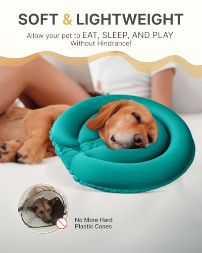 Image of MIDOG Patented Inflatable Dog Cone, Soft Recovery Collar, Blue, XS